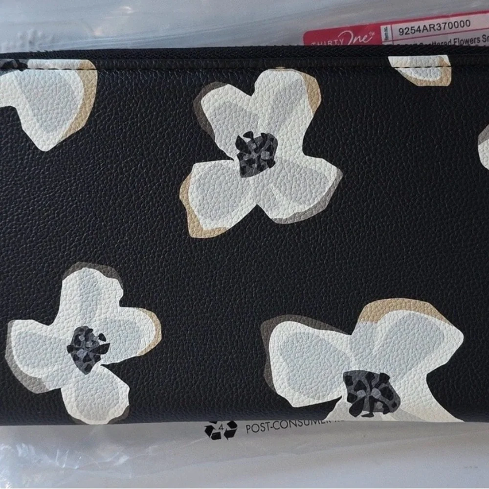NWT -Thirty-One All About The Benjamins Wallet - Scattered Flowers Smooth Pebble - Picture 2 of 2